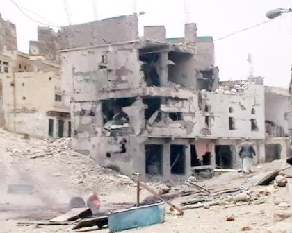 من آثار عدوان المتمردين في صعدة على المنازل والمصالح الحكومية